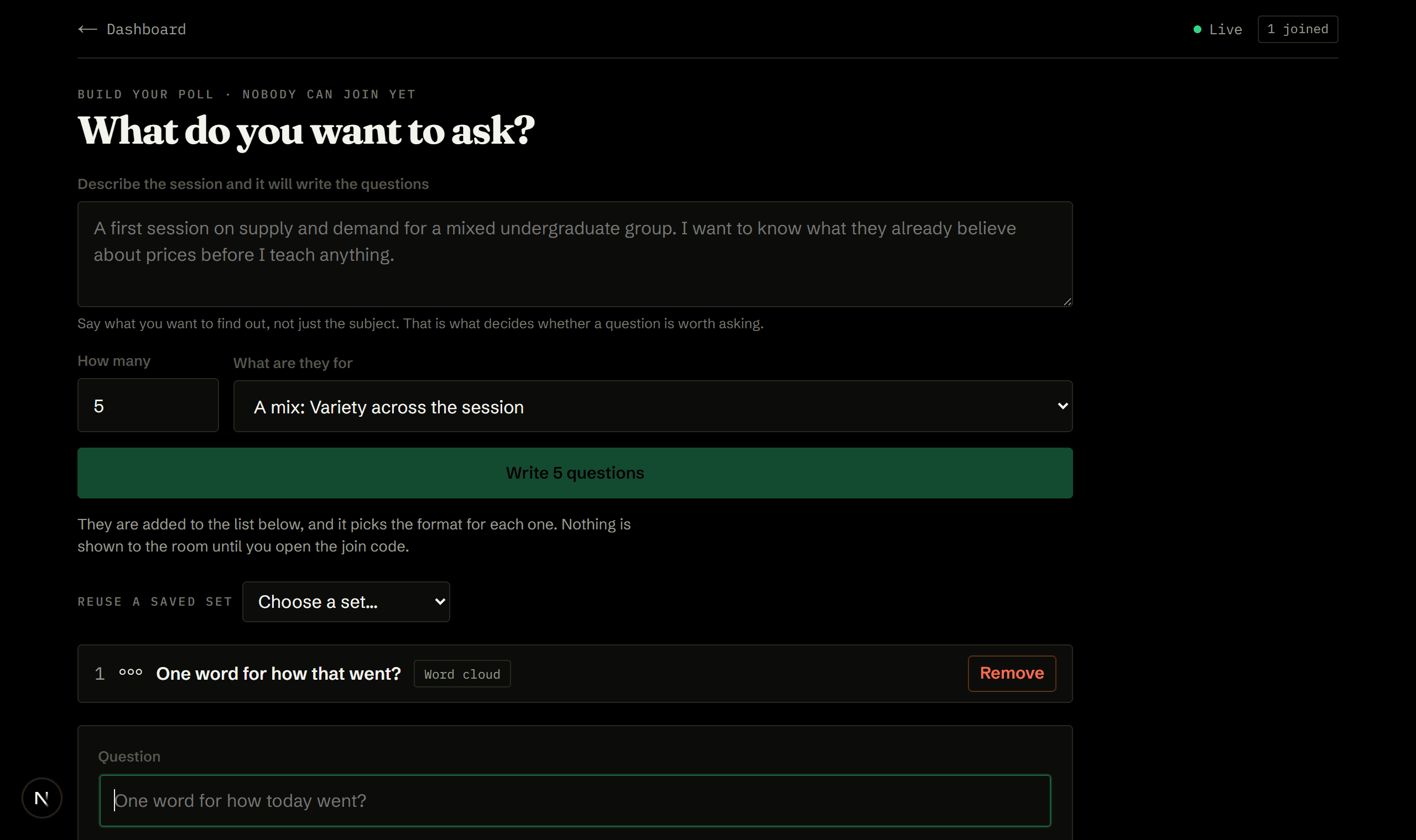 Write your questions